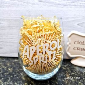Aperol Spritz stemless wine glass Handcrafted